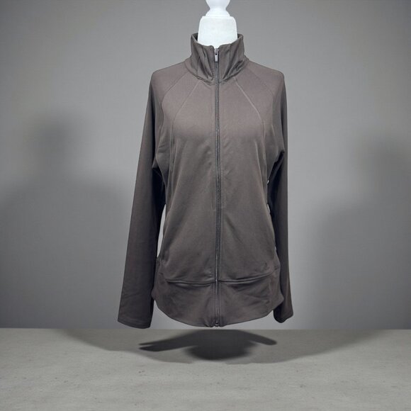 Adidas Climalite Full Zip Track Top Jacket Brown Size M Women’s Athletic Stretch - Picture 1 of 12